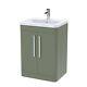 Floor Standing 2 Door Vanity Unit With Ceramic Basin 600mm Satin Green