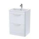 Floor Standing 2 Drawer Vanity Unit With Ceramic Basin 600mm Gloss White