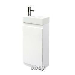 Floor Standing 400mm Vanity Unit with 1 Tap Hole Ceramic Basin Sink Cloakroom