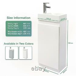 Floor Standing 400mm Vanity Unit with 1 Tap Hole Ceramic Basin Sink Cloakroom