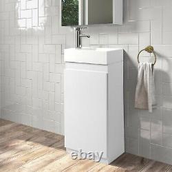 Floor Standing 400mm Vanity Unit with 1 Tap Hole Ceramic Basin Sink Cloakroom