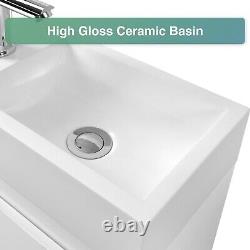 Floor Standing 400mm Vanity Unit with 1 Tap Hole Ceramic Basin Sink Cloakroom