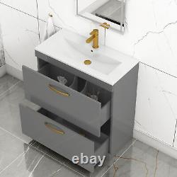 Floor Standing Bathroom Sink Vanity Unit Furniture 2 Drawer 500/600/800mm