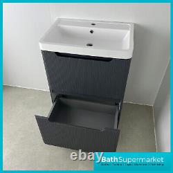 Floor Standing Bathroom Vanity Unit Basin Sink Storage Cabinet Matt Grey 600mm