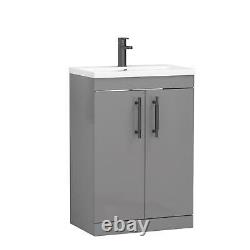 Floor Standing Bathroom Vanity Unit Cabinet 2 Door 500/600mm with Black Handle