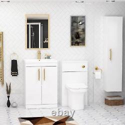 Floor Standing Bathroom Vanity Unit Cabinet 2 Door 500/600mm with Golden Handle