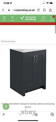 Floor Standing Vanity Unit Anthracite 2 Door 560mm Graphite 600 RRP £250