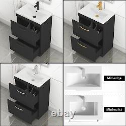 Floor Standing Vanity Unit Bathroom Sink Storage Cabinet 2 Drawer 500/600/800mm