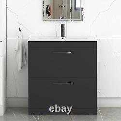 Floor Standing Vanity Unit Bathroom Sink Storage Cabinet 2 Drawer 500/600/800mm