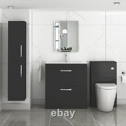 Floor Standing Vanity Unit Bathroom Sink Storage Cabinet 2 Drawer 500/600/800mm