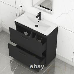 Floor Standing Vanity Unit Bathroom Sink Storage Cabinet 2 Drawer 500/600/800mm