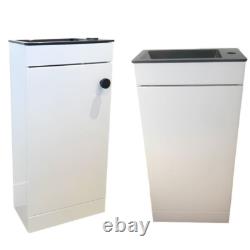 Floor Standing White Cloakroom With Black Basin Bathroom Vanity Unit
