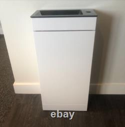 Floor Standing White Cloakroom With Black Basin Bathroom Vanity Unit