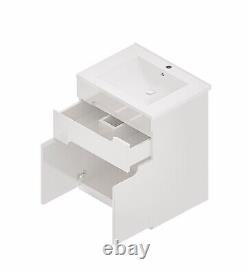 Floor Standing white bathroom Vanity Unit with ceramic basin and drawers 615mm