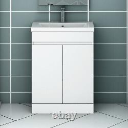 Floor or Wall Bathroom Vanity Unit Doors Drawer White with Baisn 500mm / 600mm