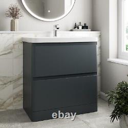 Floorstanding Bathroom Vanity Unit Basin Sink Storage Drawer Cabinet 800mm Grey