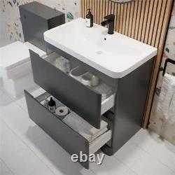 Floorstanding Bathroom Vanity Unit Basin Sink Storage Drawer Cabinet 800mm Grey