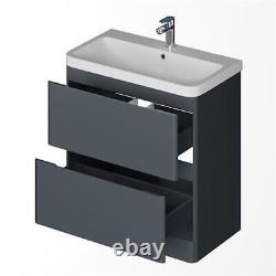 Floorstanding Bathroom Vanity Unit Basin Sink Storage Drawer Cabinet 800mm Grey