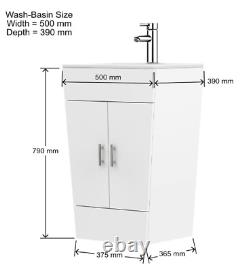Floorstanding bathroom cabinet vanity unit with sink cloakroom unit basin 500mm