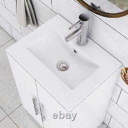 Floorstanding bathroom cloakroom cabinet vanity unit with basin sink White 500mm