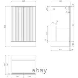 Fluted 500mm Wood Floorstanding Vanity Unit Black Basin Soft Close Doors