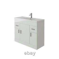 Free Standing Basin Vanity Cabinet White Sink Furniture Sobek Bath 1000mm