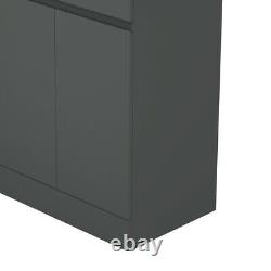 Freestanding 600mm Grey Bathroom Vanity Unit with Basin 2 Doors Furniture