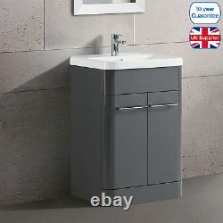 Freestanding Bathroom Basin Vanity Unit Storage High Gloss Ceramic Sink 600/500