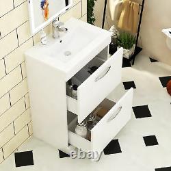 Freestanding Bathroom Sink Vanity Unit Furniture Cabinet 2 Drawer 500/600/800mm