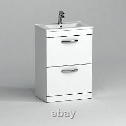 Freestanding Bathroom Sink Vanity Unit Furniture Cabinet 2 Drawer 500/600/800mm