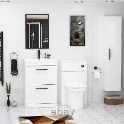 Freestanding Bathroom Vanity Unit Cabinet 2 Drawer 500/600mm with Black Handle