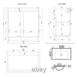 Freestanding Vanity Unit Ceramic Basin Storage Cabinet Beige 600 800mm Wall Hung