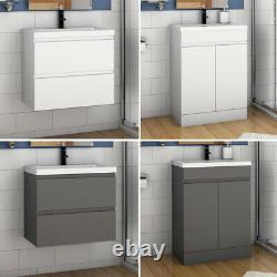 Freestanding Wall Hung Bathroom Sink Vanity Units Cabinet 500 600mm White Grey