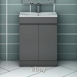 Freestanding Wall Hung Bathroom Vanity Unit with Basin Drawers Doors White Grey