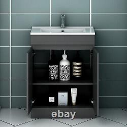Freestanding Wall Hung Bathroom Vanity Unit with Basin Drawers Doors White Grey