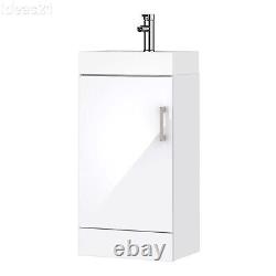 Fully Assembled 450mm Floor Standing Cloakroom High Gloss Vanity Unit with Basin