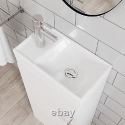 Fully Assembled Vanity Unit Basin Sink Bathroom Cloakroom High Gloss White 400mm