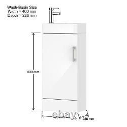 Fully Assembled Vanity Unit Basin Sink Bathroom Cloakroom High Gloss White 400mm