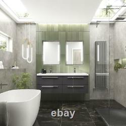 Gloss Graphite Double Basin Bathroom Vanity Unit Sink Storage Modern Furniture