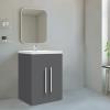 Gloss Grey L Shape Bathroom Furniture Suite Basin Btw Toilet Lh Rh Vanity Unit