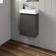 Gloss Grey Wall Mounted 400mm Slimline Vanity Unit Basin Sink Cloakroom Bathroom