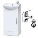 Gloss White 400mm Semi Reccessed Vanity Basin Sink Unit & Dom Tap & Waste