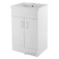 Gloss White 500mm Two Door Vanity Unit & Resin Basin Sink