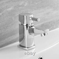 Gloss White Basin Sink Vanity Unit White Hero Chrome Basin Mixer Tap & Waste