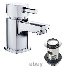 Gloss White Basin Sink Vanity Unit White Hero Chrome Basin Mixer Tap & Waste