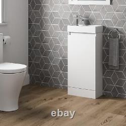 Gloss White Floor Standing 400mm Slim Vanity Unit Basin Sink Cloakroom Bathroom