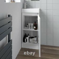 Gloss White Floor Standing 400mm Slim Vanity Unit Basin Sink Cloakroom Bathroom