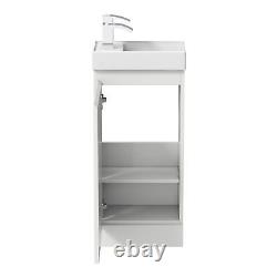 Gloss White Floor Standing 400mm Slim Vanity Unit Basin Sink Cloakroom Bathroom