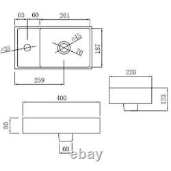 Gloss White Floor Standing 400mm Slim Vanity Unit Basin Sink Cloakroom Bathroom