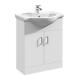 Gloss White Vanity Round Basin Cabinet Storage Unit Ceramic Sink Set 650mm